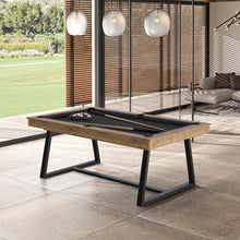 Load image into Gallery viewer, mesa de billar de roble con estructura de metal negro