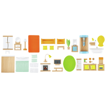 Cargar imagen en el visor de la galería, Gran Casa de Muñecas de Madera con Muebles Interactiva