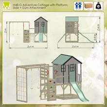 Cargar imagen en el visor de la galería, Parque Infantil de Madera Adventure Cottage con Plataforma, Tobogán y Gimnasio
