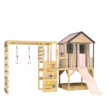 Cargar imagen en el visor de la galería, Parque Infantil de Madera Adventure Cottage con Plataforma, Tobogán y Gimnasio