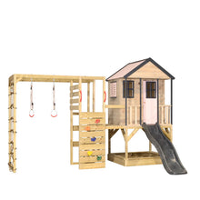 Cargar imagen en el visor de la galería, Parque Infantil de Madera Adventure Cottage con Plataforma, Tobogán y Gimnasio