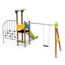 Carregar imatge al visor de la galeria, Parc Infantil amb gronxador, tobogan i xarxa d'escalada Lima 4 ús públic