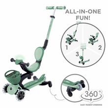 Carregar imatge al visor de la galeria, Patinet evolutiu Go Up Baby Deluxe Lights 360 - Olive