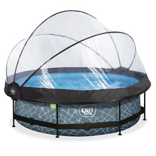 Load image into Gallery viewer, EXIT Stone Pool 305x76 with Filter Pump and Dome - Gray
