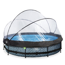Cargar imagen en el visor de la galería, Piscina EXIT Stone 366x76 con bomba de filtro y cúpula - Gris