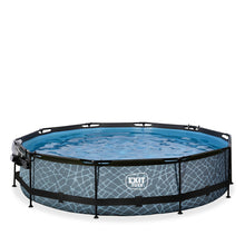Cargar imagen en el visor de la galería, Piscina EXIT Stone 366x76 con bomba de filtro y cúpula - Gris