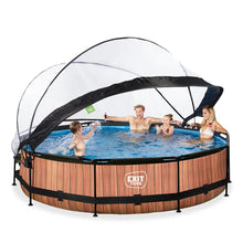 Cargar imagen en el visor de la galería, Piscina EXIT Wood 366x76 con bomba de filtro y cúpula - Marrón