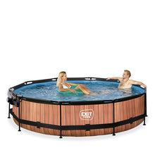 Cargar imagen en el visor de la galería, Piscina EXIT Wood 366x76 con bomba de filtro y cúpula - Marrón