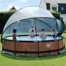 Cargar imagen en el visor de la galería, Piscina EXIT Wood 366x76 con bomba de filtro y cúpula - Marrón