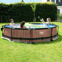 Cargar imagen en el visor de la galería, Piscina EXIT Wood 366x76 con bomba de filtro y cúpula - Marrón