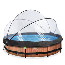 Cargar imagen en el visor de la galería, Piscina EXIT Wood 366x76 con bomba de filtro y cúpula - Marrón
