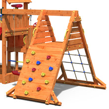 Load image into Gallery viewer, Big Leader Spider Teak color playground with climbing wall