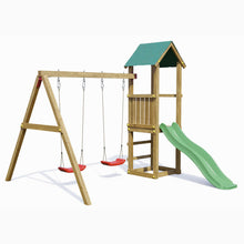 Load image into Gallery viewer, Lucas playset with tower, slide and two swings