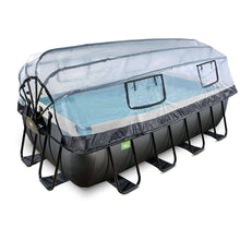 Load image into Gallery viewer, Exit Black pool 400x200x100 with sand filter, ladder and dome - black