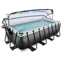 Load image into Gallery viewer, Exit Black pool 400x200x100 with sand filter, ladder and dome - black