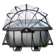 Load image into Gallery viewer, Exit Black pool 400x200x100 with sand filter, ladder and dome - black
