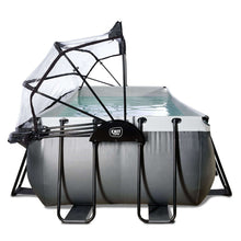 Load image into Gallery viewer, Exit Black pool 400x200x100 with sand filter, ladder and dome - black