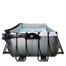 Load image into Gallery viewer, Exit Black pool 400x200x100 with sand filter, ladder and dome - black