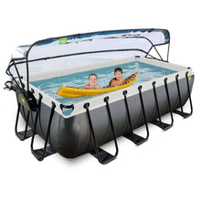 Load image into Gallery viewer, Exit Black pool 400x200x100 with sand filter, ladder and dome - black