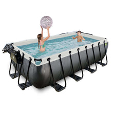 Load image into Gallery viewer, Exit Black pool 400x200x100 with sand filter, ladder and dome - black