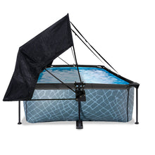Cargar imagen en el visor de la galería, Piscina EXIT Stone 220x150x65 con bomba de filtro y toldo - gris