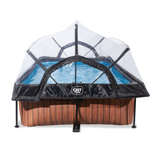Cargar imagen en el visor de la galería, Piscina EXIT Wood 220x150x65 con bomba de filtro y cubierta - marrón