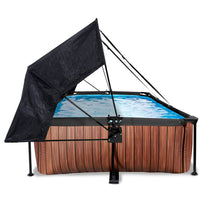 Carregar imatge al visor de la galeria, Piscina EXIT Wood 220x150x65 amb bomba de filtre i tendal - marró