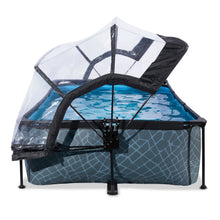 Cargar imagen en el visor de la galería, Piscina EXIT Stone 220x150x65 con bomba de filtro y cubierta - gris