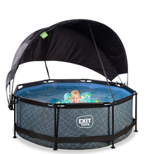 Cargar imagen en el visor de la galería, Piscina EXIT Stone 244x76 con bomba de filtro y toldo - gris