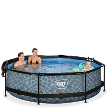 Cargar imagen en el visor de la galería, Piscina EXIT Stone 300x76 con bomba de filtro y toldo - gris
