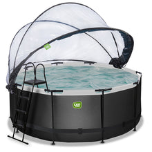 Cargar imagen en el visor de la galería, Piscina EXIT Black 360x122 con filtro de arena, cúpula y escalera - negro