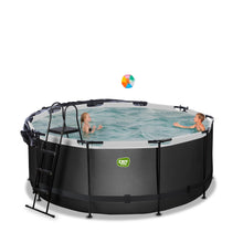 Cargar imagen en el visor de la galería, Piscina EXIT Black 360x122 con filtro de arena, cúpula y escalera - negro
