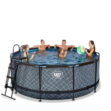 Carregar imatge al visor de la galeria, Piscina EXIT Stone 360x122 amb filtre i escala - gris