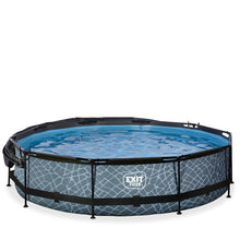 Cargar imagen en el visor de la galería, Piscina EXIT Stone 360x76 con bomba de filtro y toldo - gris