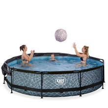 Cargar imagen en el visor de la galería, Piscina EXIT Stone 360x76 con bomba de filtro y toldo - gris