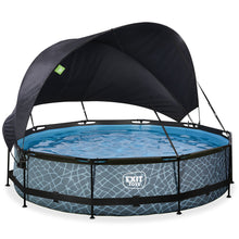 Cargar imagen en el visor de la galería, Piscina EXIT Stone 360x76 con bomba de filtro y toldo - gris