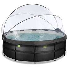 Load image into Gallery viewer, EXIT Black 427X122 pool with sand filter, dome and ladder - black