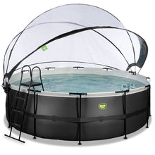 Load image into Gallery viewer, EXIT Black 427X122 pool with sand filter, dome and ladder - black