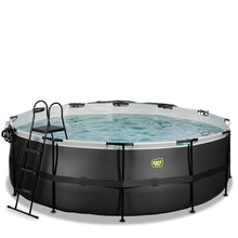 Load image into Gallery viewer, EXIT Black 427X122 pool with sand filter, dome and ladder - black