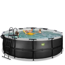 Load image into Gallery viewer, EXIT Black 427X122 pool with sand filter, dome and ladder - black