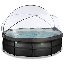 Load image into Gallery viewer, EXIT Black pool 450x122 with sand filter, dome and ladder - black