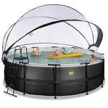 Load image into Gallery viewer, EXIT Black pool 450x122 with sand filter, dome and ladder - black