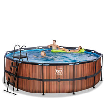 Load image into Gallery viewer, EXIT Wood pool 450x122 with sand filter and ladder - brown