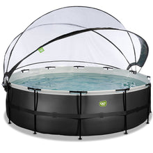Load image into Gallery viewer, EXIT Black pool 488x122 with sand filter, dome and ladder - black