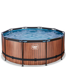 Load image into Gallery viewer, EXIT Wood 360x122 pool with sand filter and ladder - brown
