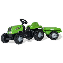Cargar imagen en el visor de la galería, Tractor de pedales Rolly Kid con remolque color verde