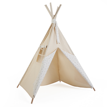 Load image into Gallery viewer, Beige children's tipi STARS white