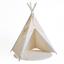 Load image into Gallery viewer, Beige children's tipi STARS white