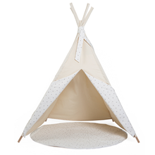 Load image into Gallery viewer, Beige children's tipi STARS white