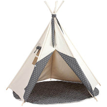 Load image into Gallery viewer, Beige children's tipi STARS gray